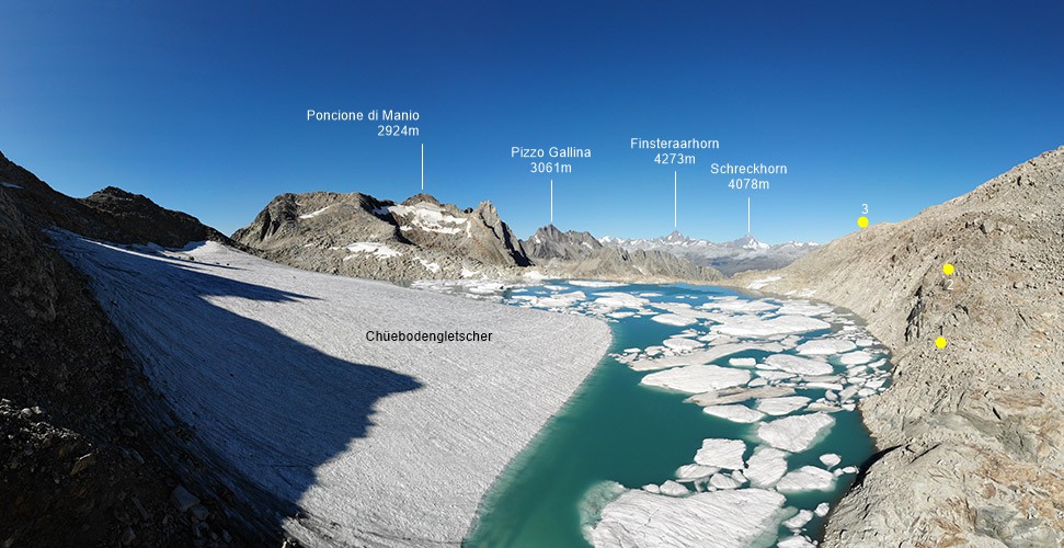 Übersichtsfoto vom Chüebodengletscher.
