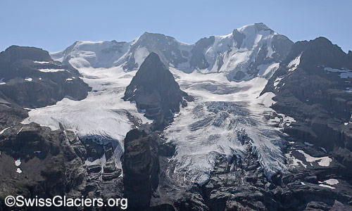 Blüemlisalpgletscher und Blüemlisalp-Massiv. Foto vom 23. August 2024.