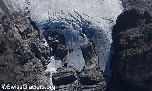 Östliche Zunge des Blüemlisalpgletschers. Foto vom 21. August 2023.