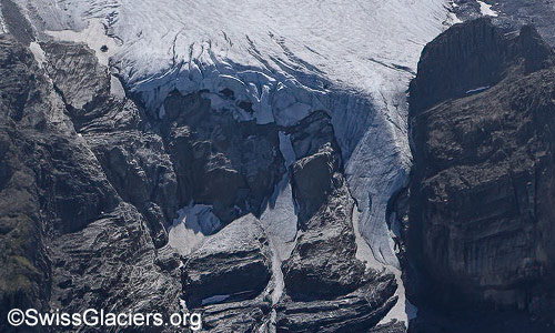 Östliche Zunge des Blüemlisalpgletschers. Foto vom 23. August 2024.
