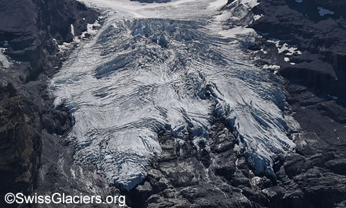 Westliche Zunge des Blüemlisalpgletschers. Foto vom 21. August 2023.