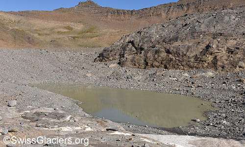 Nördlicher See vor dem Chaltwassergletscher von Südosten am 8.8.2025.