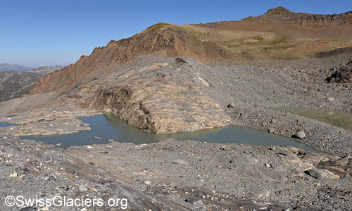 Südlicher Gletschersee vor dem Chaltwassergletscher im Überblick am 8.8.2025.