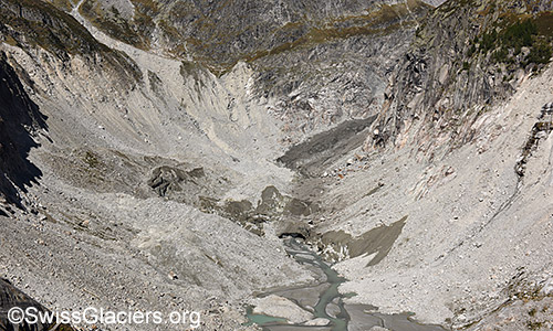 Gletscherzunge des Fieschergletschers von Süden am 19.9.2022