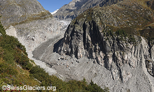 Gletscherzunge des Fieschergletschers von SSW am 19.9.2022