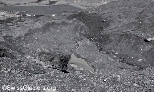 Erosionsgraben im Bereich des ehemaligen Eisriegels. Stand 18.7.2024