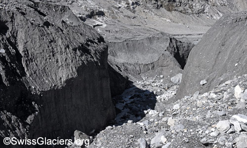 Unterer Teil des seit 2022 bestehenden Erosionsgrabens. Foto vom 31. August 2025.