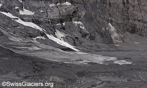 Lawinenkegel im westlichen Teil. Stand 17.6.2023