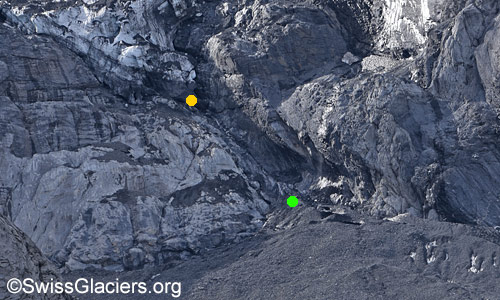 Übergang vom südlichen zum mittleren Teil des Gamchigletschers. Foto vom 31. August 2025.