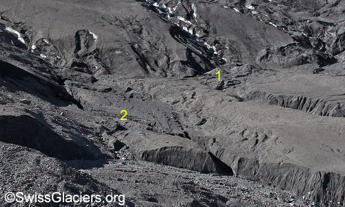 Mittlerer Teil des Gamchigletschers. Foto vom 7. September 2024.