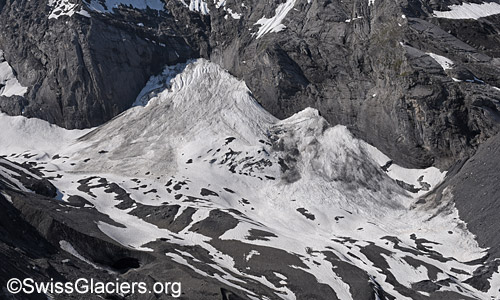 Mittlerer Teil des Gamchigletschers. Stand 17.6.2023