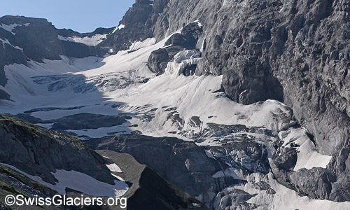Südlicher Teil des Gamchigletschers. Stand 18.7.2024