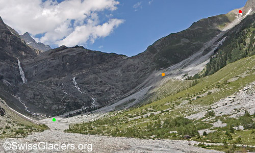 Verlauf des Erosionsgrabens von der Seite. Foto vom 20.7.2024.
