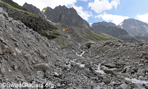 Gasteretal: Erosionsgraben vor Steilstufe. Foto vom 20.7.2024.