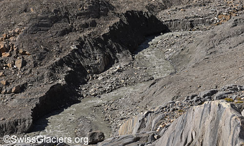 Glacier stream below the southern glacier gate on 11 August 2023.