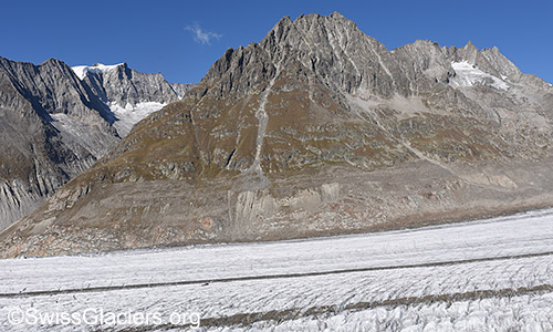Blick von Platta über den Aletschgletscher zum Olmenhorn. Foto vom 20.9.2022