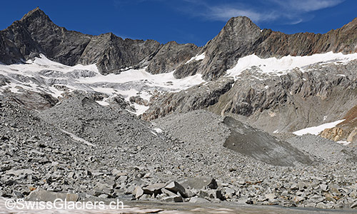 Gruebengletscher: Toteis am 9.8.2019.