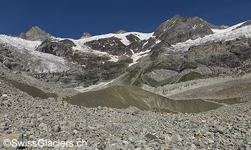 Eisfront am Gletscherende des Hohlichtgletschers am 22.7.2019.