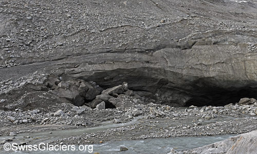 Südlicher Teil des Gletschertors des Oberaargletschers am 18. Juli 2025.