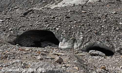 Zerfallserscheinungen an der Gletscherzunge am 18. Juli 2025.