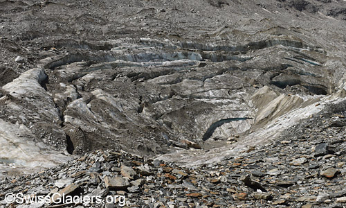 Östlicher Einsturztrichter von Osten am 17. Juli 2023.