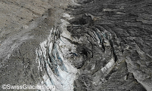 Östlicher Einsturztrichter von Westen am 17. Juli 2023.