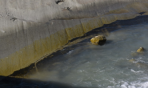 Detail Abfluss Rhonegletscher am 8.7.2022.