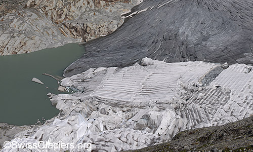 Abdeckung des Rhonegletschers am 10.7.2020 von oben.