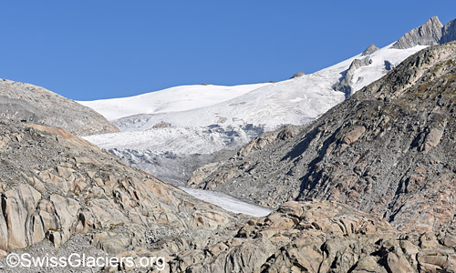 Nährgebiet des  Rhonegletschers von der Westmoräne aus am 26.9.2023.