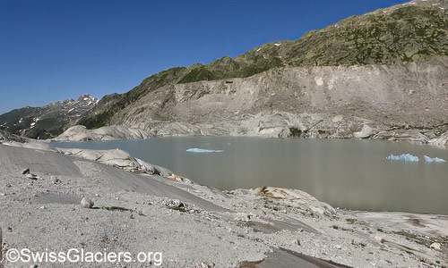 Westlicher Teil des proglazialen Gletschersee am 29.7.2024.