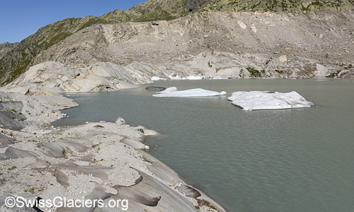 Westlicher Teil des proglazialen Gletschersee am 7.7.2023.