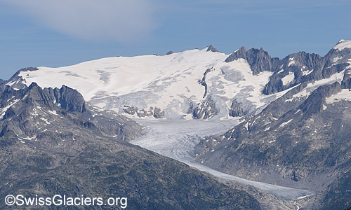 Rhonegletscher Schneebedeckung am 9.7.2022.