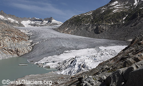 Schneelage am Rhonegletscher am 10.7.2020.