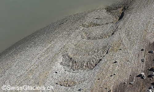 Sichelbrüche vor dem Rhonegletscher.