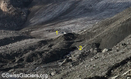 Gletscherende des Schwarzberggletschers. Foto vom 27. August 2024.