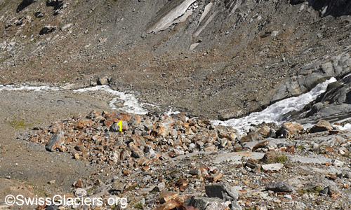 Ablagerungen der Felsstürze unterhalb der Steilstufe. Foto vom 18. August 2023.