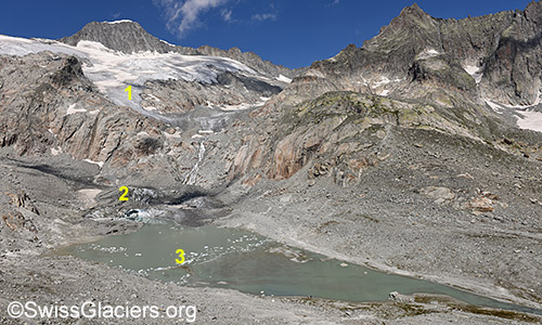 Tiefengletscher im Überblick am 15.7.2022.