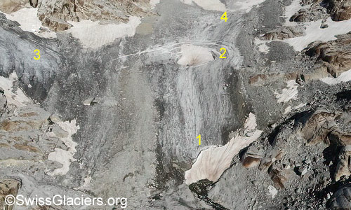 Luftaufnahme des Tiefengletschers am 29. August 2024.