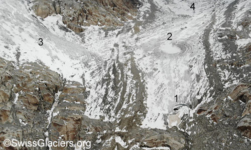 Luftaufnahme des Tiefengletschers am 9. August 2023.