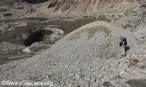 Tiefengletscher: Grosser Sandkegel. Foto vom 12. August 2025.