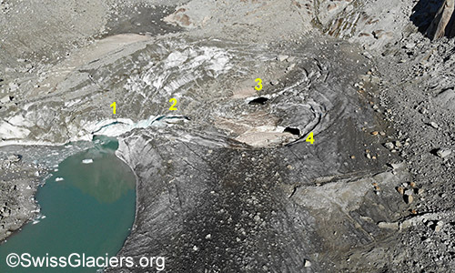 Luftaufnahme des Toteiskegels von Süden am 15.7.2022.