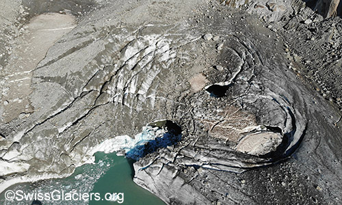 Toteiskegel von oben am 15.7.2022.