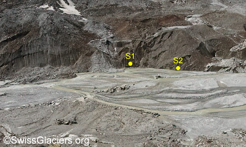 Südliche Gletschertore des Unteraargletschers am 25. Juli 2024.