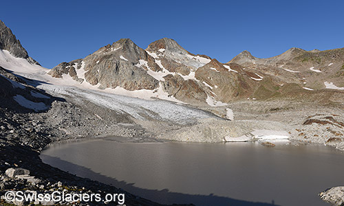 Östlicher Gletschersee vor dem Witenwasserengletscher am 26.8.2019.