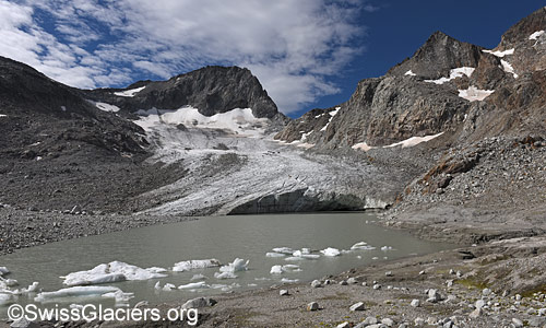 Witenwasserengletscher und westlicher Gletschersee am 5.8.2025.