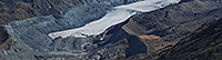 Vorher/Nachher Vergleichsfotos vom Findelgletscher (Zermatt, Walliser Alpen) anzeigen.