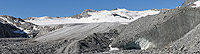 Vorher/Nachher Vergleichsfotos vom Schwarzberggletscher (Wallis, Schweiz) anzeigen.
