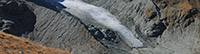 Vorher/Nachher Vergleichsfotos vom Turtmanngletscher (Walliser Alpen) anzeigen.
