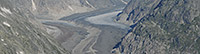 Vorher/Nachher Vergleichsfotos vom Unteraargletscher (Berner Alpen) anzeigen.