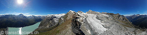 Schwarzberggletscher, Allalingletscher und Hohlaubgletscher von Osten (Luftaufnahme)